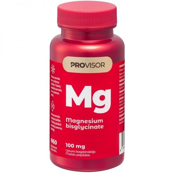 PROVISOR maisto papildas MAGNIS 100 mg, bisglicinatas, 60 kaps.