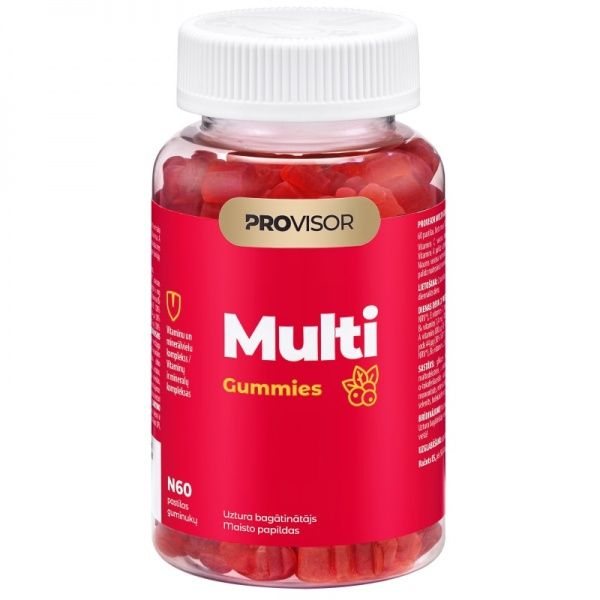 PROVISOR maisto papildas MULTI, miško uogų skonio, 60 guminukų
