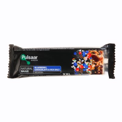 PULSAAR batonėlis su mėlynėmis, šokoladu ir jūros druska, 60 g