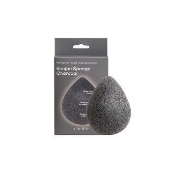 PURABLE kempinėlė su anglimi veidui valyti KONJAC SPONGE CHARCOAL, 1 vnt