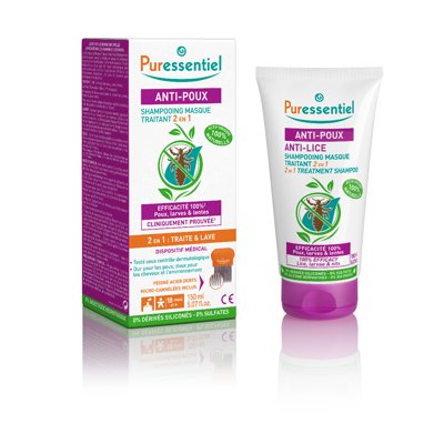 PURESSENTIEL 2 IN 1, gydomasis šampūnas nuo utėlių, 150 ml