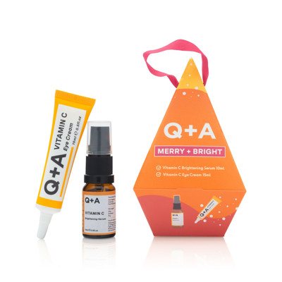 Q+A Merry + Bright Gift Set Veido priežiūros priemonių rinkinys su vitaminu C, 1 vnt