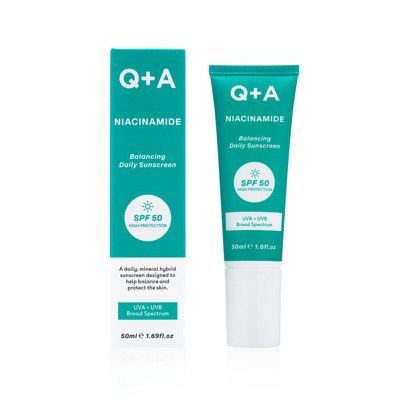 Q+A NIACINAMIDE BALANCING SPF50, apsauginis kremas nuo saulės probleminei odai, 50 ml