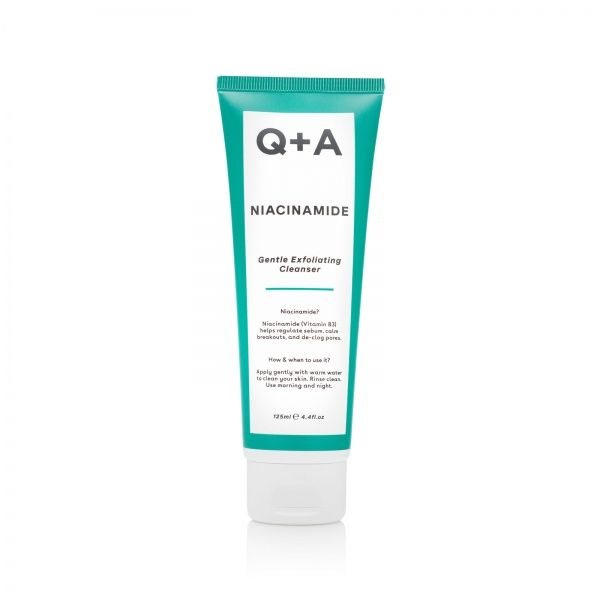 Q+A švelnus šveičiantis veido prausiklis su niacinamidu, 125 ml