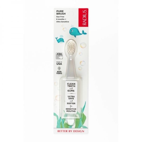 RADIUS dantų šepetėlis PURE BABY, 6-18 mėn. vaikams, skaidrus, 1 vnt