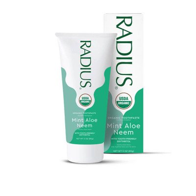 RADIUS MINT ALOE NEEM, ekologiška dantų pasta su mėtom, alijošiumi ir nimbamedžiu, 85 g