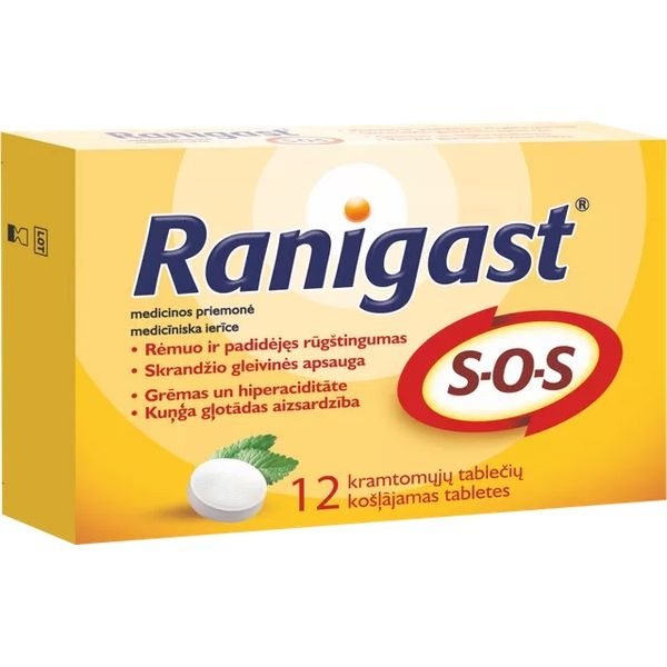 RANIGAST kramtomosios tabletės S-O-S, 12 vnt