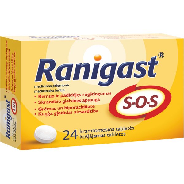 RANIGAST kramtomosios tabletės S-O-S, 24 vnt