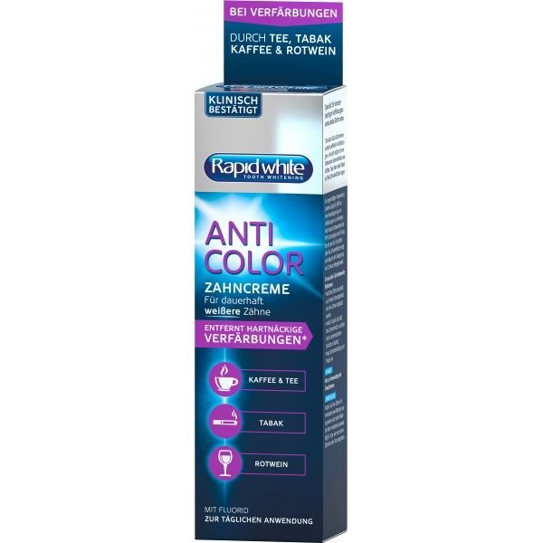 RAPID WHITE balinanti dantų pasta ANTI COLOR, 75 ml
