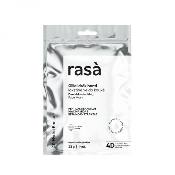 RASA lakštinė veido kaukė 4D HYDRO BOOSTER, 1 vnt