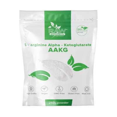 RAW POWDERS ARGININAS ALFA-KETOGLUTARATAS, milteliai, 250 g