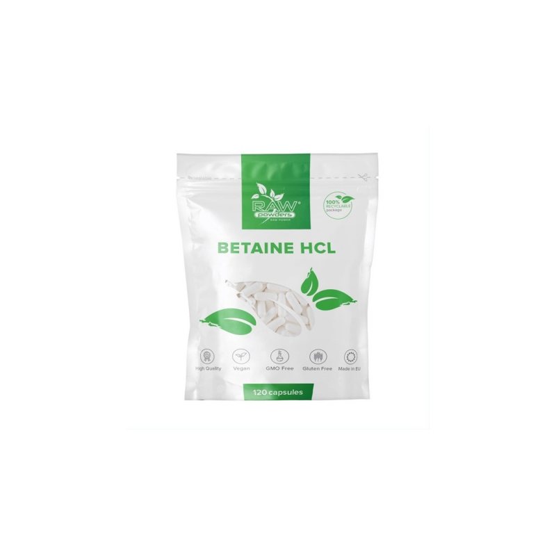 RAW POWDERS Betainas HCL 650mg kaps. N120