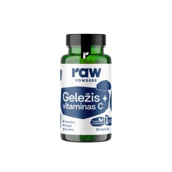 RAW POWDERS BIOAKTYVI GELEŽIS SU VITAMINU C, 90 kapsulių