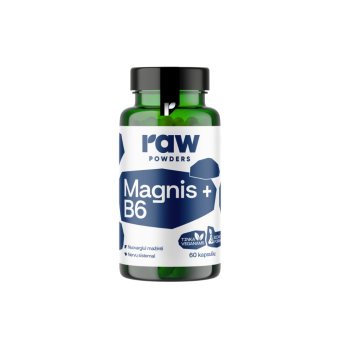 RAW POWDERS Bioaktyvus magnis su vitaminu B6 PLUS, 60 Kapsulės