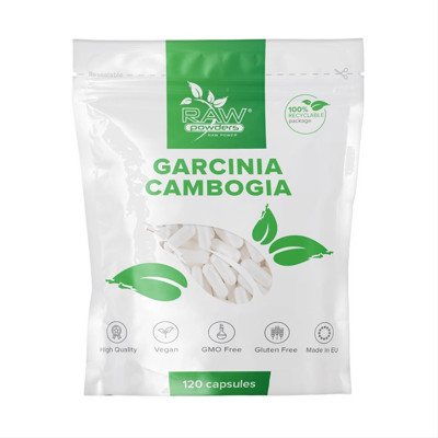RAW POWDERS GARCINIA CAMBOGIA, 500 mg, 120 kapsulių