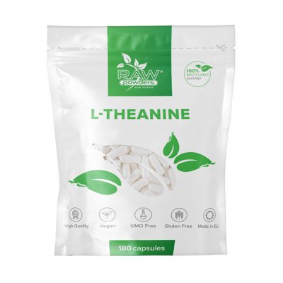 RAW POWDERS L-TEANINAS 200 mg, 180 kapsulių