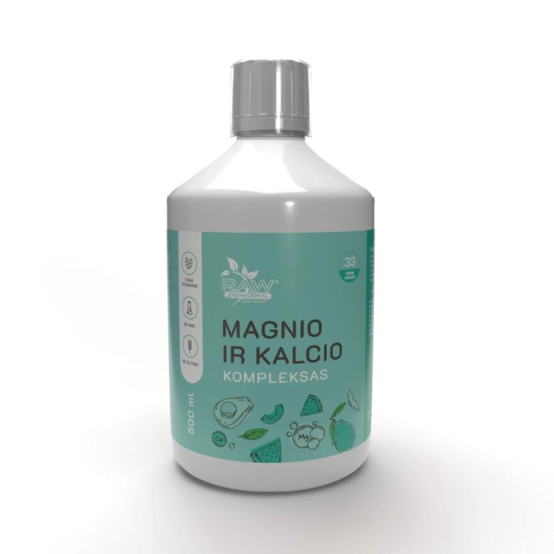 RAW POWDERS Magnio ir kalcio kompleksas, Vnt, 500 ml
