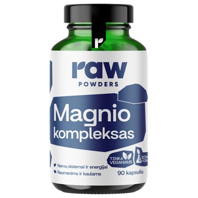 RAW POWDERS Magnio kompleksas PLUS, 90 kapsulių