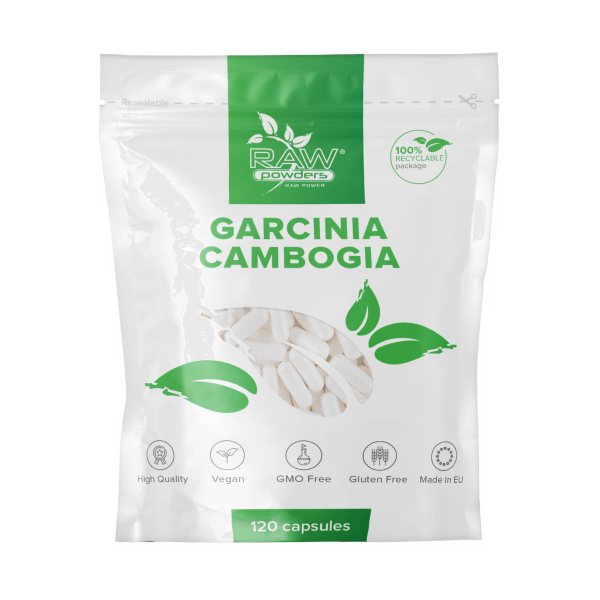 RAW POWDERS maisto papildas GARCINIA CAMBOGIA 500 mg, 120 kaps.