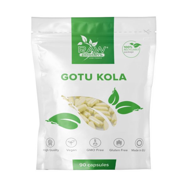 RAW POWDERS maisto papildas GOTU KOLA 475 mg, 90 kaps.