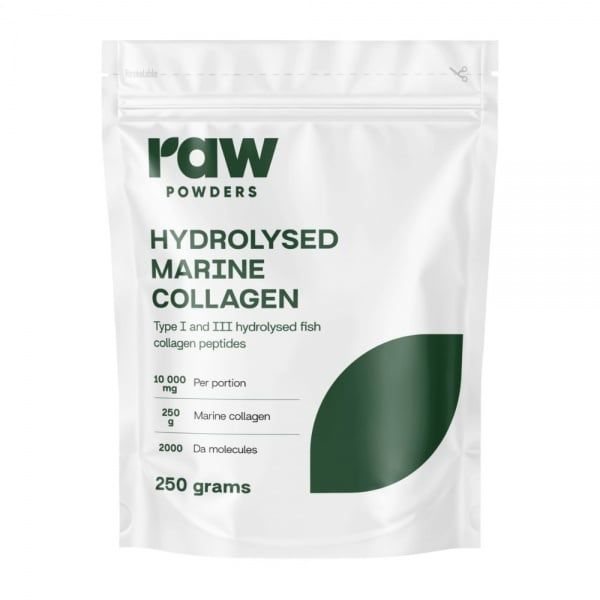 RAW POWDERS maisto papildas hidrolizuotas jūrinis kolagenas, 250 g