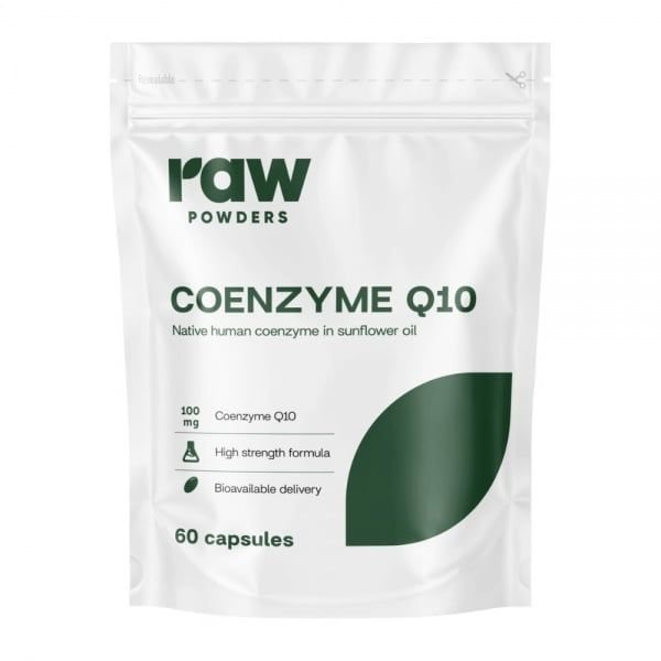 RAW POWDERS maisto papildas KOFERMENTAS Q10 100 mg, 60 kaps.