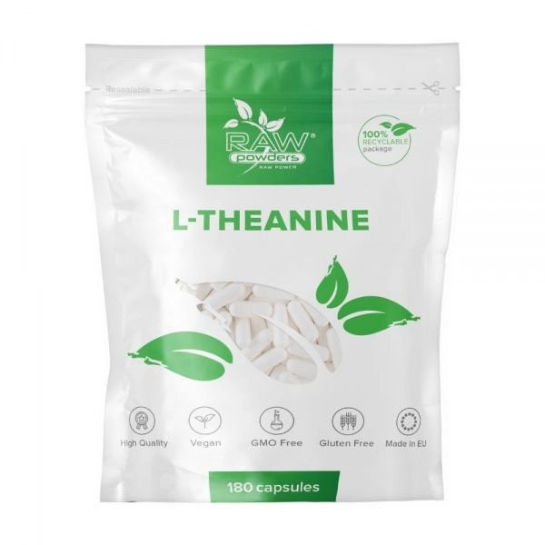 RAW POWDERS maisto papildas L-THEANINE 200 mg, 180 kaps.