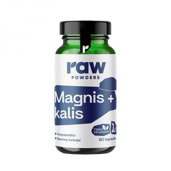 RAW POWDERS maisto papildas MAGNIS + KALIS PLUS, 60 kaps.