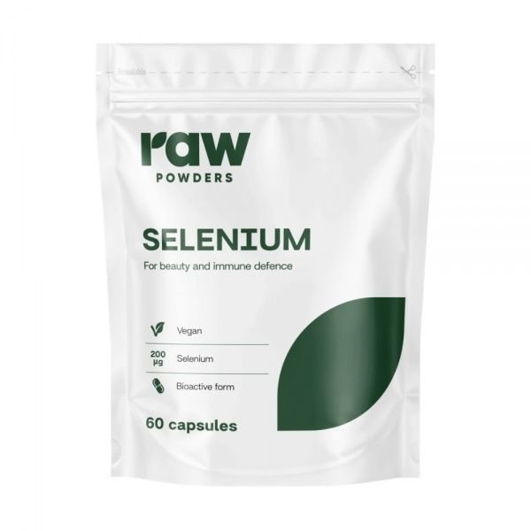 RAW POWDERS maisto papildas SELENAS 200 mcg, 60 kaps.