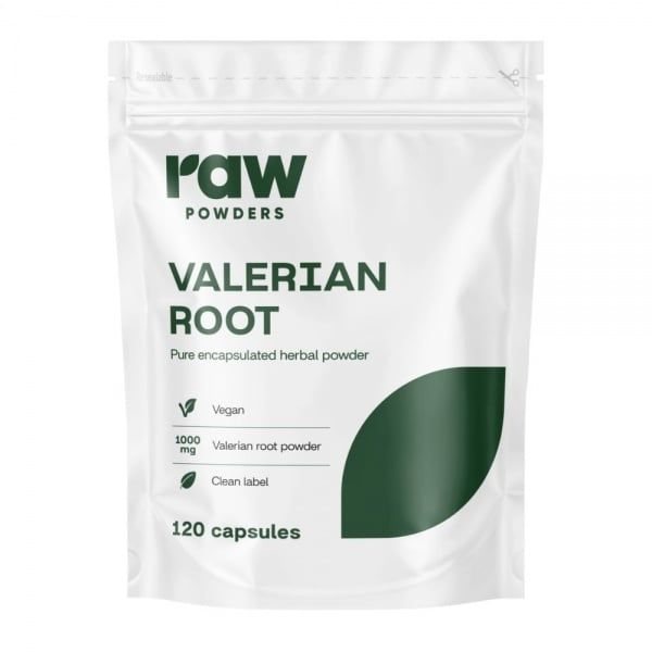 RAW POWDERS maisto papildas VALERIJONŲ ŠAKNYS 500 mg, 120 kaps.