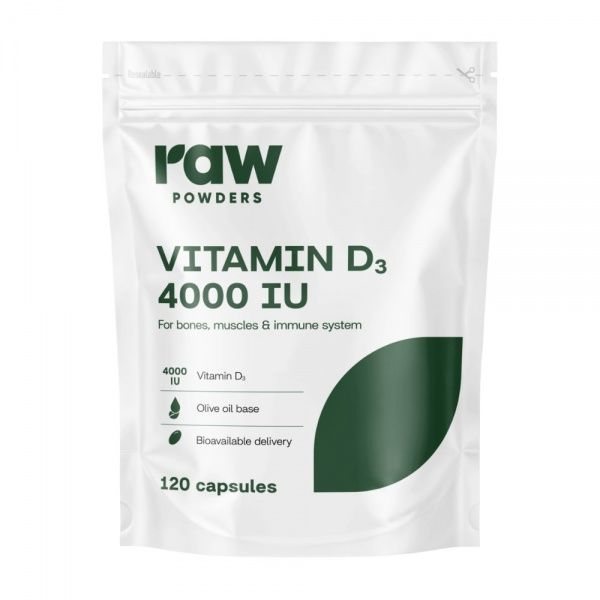 RAW POWDERS maisto papildas VITAMINAS D3 4000 TV, 120 kaps.