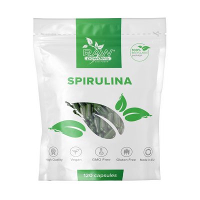RAW POWDERS SPIRULINA 500 mg 120 kapsulių