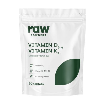 RAW POWDERS VITAMINAS D3 + VITAMINAS K2, 90 tablečių