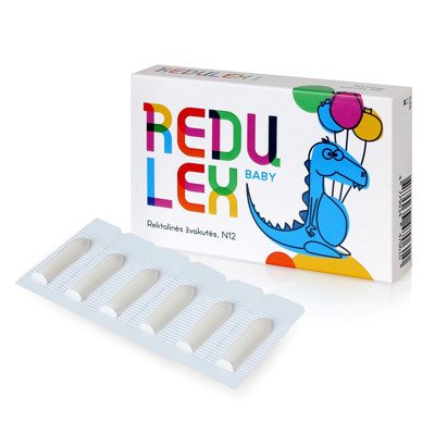 REDULEX BABY, rektalinės žvakutės naujagimiams nuo 2 sav., 12 vnt