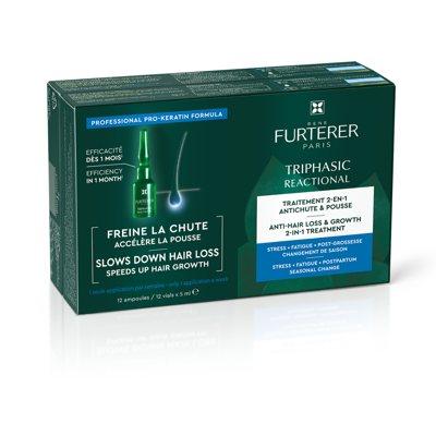 RENE FURTERER, TRIPHASIC, serumas reakciniam plaukų slinkimui, 2in1, 12 x 5 ml