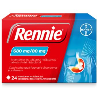 RENNIE, 680 mg / 80 mg, kramtomosios tabletės, N24