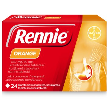 RENNIE Orange 680 mg/80 mg kramtomosios tabletės N24