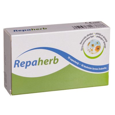 REPAHERB, tiesiosios žarnos žvakutės, 10 žvakučių