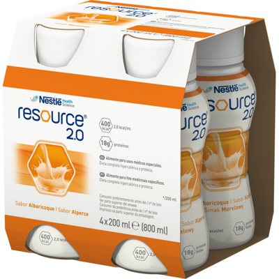 RESOURCE 2.0, abrikosų skonio gėrimas, 4 vienetai, 200 ml