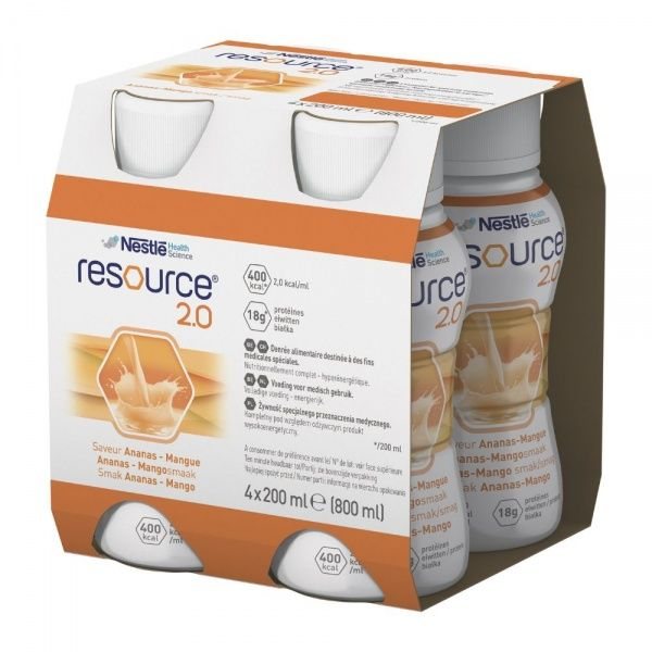 RESOURCE 2.0 gėrimas, mangų ir ananasų skonio, x 200 ml, 4 vnt