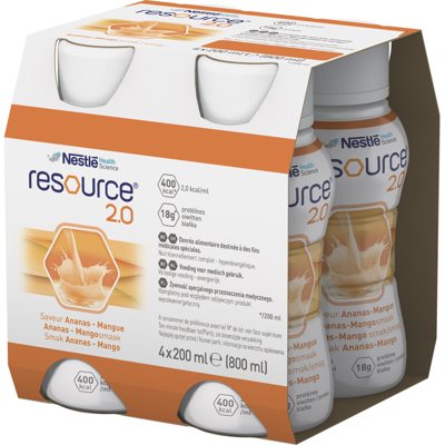 RESOURCE 2.0, mangų ir ananasų skonio gėrimas, 4 vienetai, 200 ml