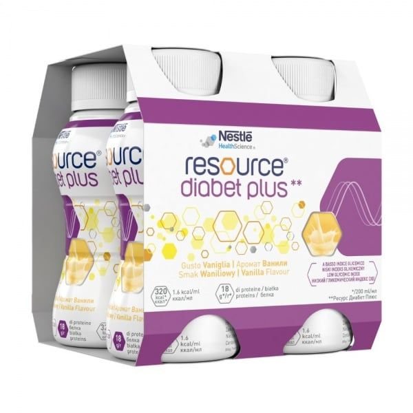 RESOURCE gėrimas DIABET PLUS, vanilės skonio, x 200 ml, 4 vnt