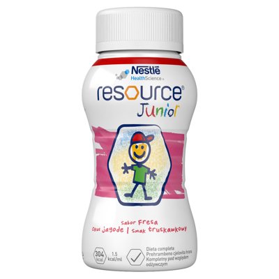 RESOURCE JUNIOR, braškių skonio gėrimas, 4 vienetai, 200 ml