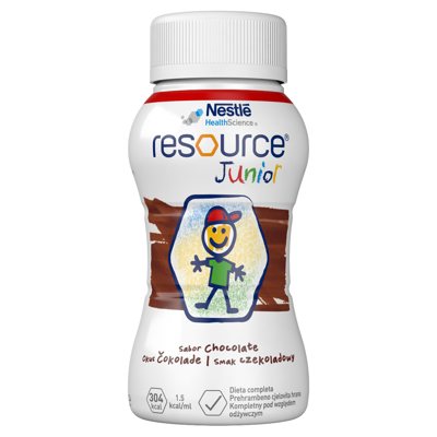 RESOURCE JUNIOR, šokolado skonio gėrimas, 4 vienetai, 200 ml
