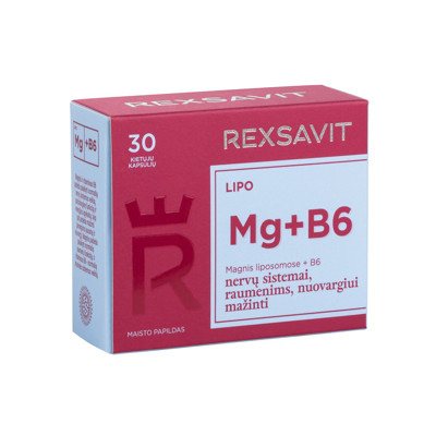 REXSAVIT LIPO Mg+B6, 30 kietųjų kapsulių