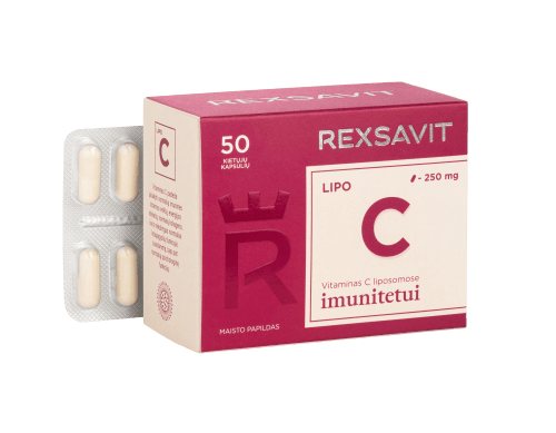 REXSAVIT liposominis vitaminas C 250 mg, kietosios kapsulės N50