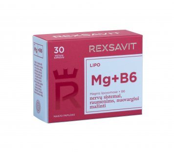 REXSAVIT Rexsavit Lipo Mg + B6 kietosios kapsulės N30