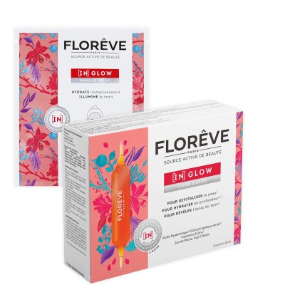 RINKINYS: FLOREVE (IN) GLOW maisto papildas odos švytėjimui, N14 + FLOREVE kaukė, 15 ml