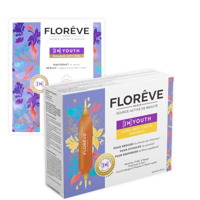 RINKINYS: FLOREVE (IN) YOUTH maisto papildas nuo plaukų slinkimo, N14 + FLOREVE kaukė, 15 ml
