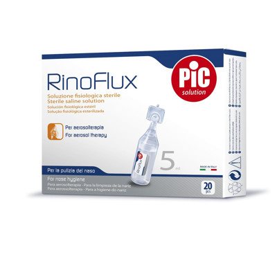 RINOFLUX 0,9%, fiziologinis tirpalas inhaliacijoms ir nosiai, sterilus, N20, 5 ml